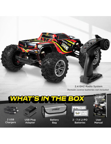 Coche RC LAEGENDARY 1:10 Todo Terreno 4x4 Rojo Negro