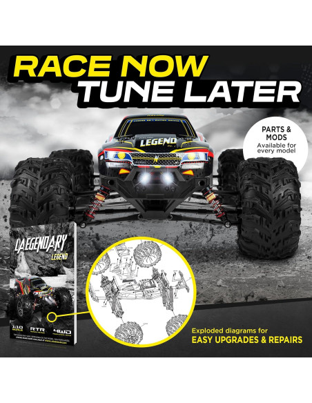 Coche RC LAEGENDARY 1:10 Todo Terreno 4x4 Rojo Negro