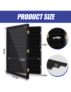 Vitrina Tatuo para Modelos de Autos 1/64 Negra 12 Compartimentos 2