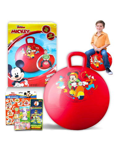 Pelota Saltarina Disney Mickey Mouse 38 cm con Asa y Calcomanías