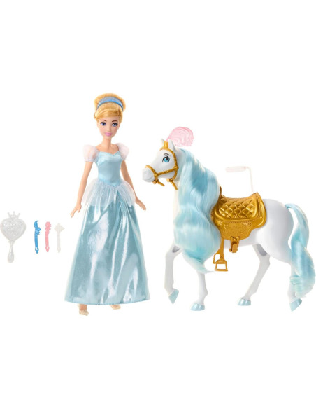 Muñeca Cenicienta y Caballo Mattel con Accesorios Peinables