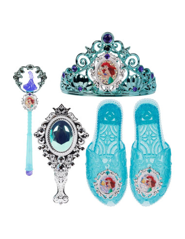 Conjunto de Disfraz Princesa Disney Ariel - Tiara, Varita, Zapatos y Cepillo