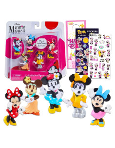 Conjunto 5 Figuras Mini Disney Minnie Mouse + Stickers