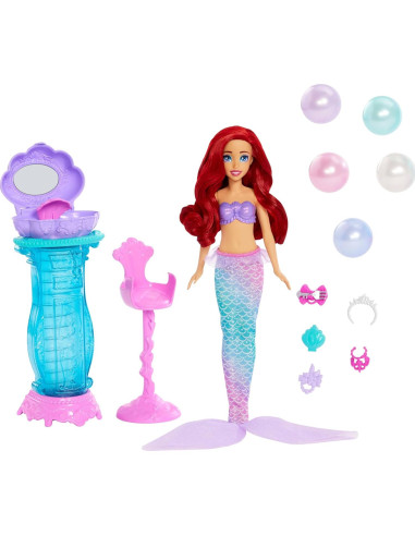 Muñeca Sirena Ariel Mattel con Tocador y 5 Accesorios