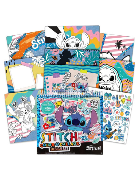 Conjunto de Diseño Stitch Disney con 15 Pósters y Stickers