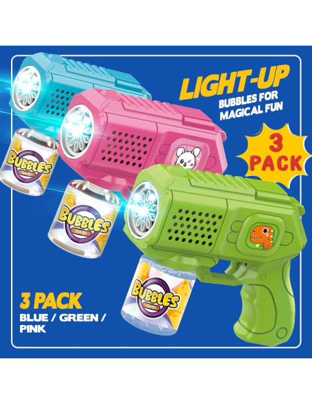 Pistolas de Burbujas Beria - Paquete de 3, 5000 burbujas/min