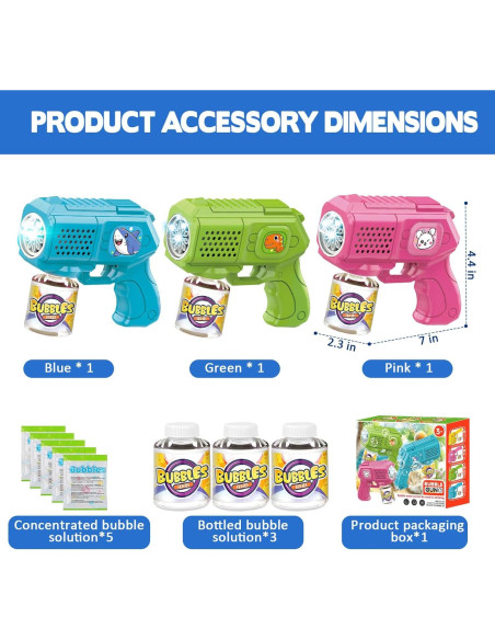 Pistolas de Burbujas Beria - Paquete de 3, 5000 burbujas/min