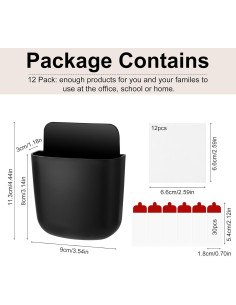 Soporte de Control Remoto ZhouBoat 12 Pcs Negro Autoadhesivo 2