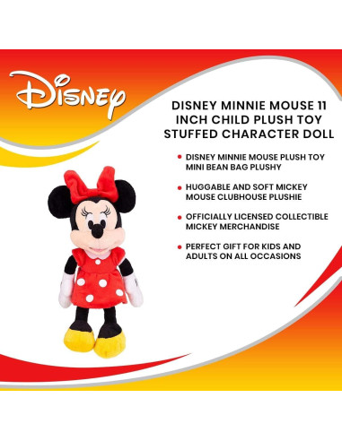Peluche Disney Minnie Mouse Rojo 27,94 cm Suave