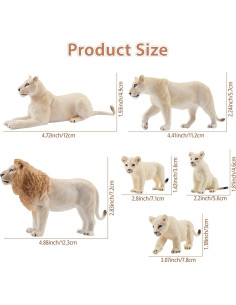 Set de Figuras de Animales TOYMANY 6PCS Leones y Cachorros 2