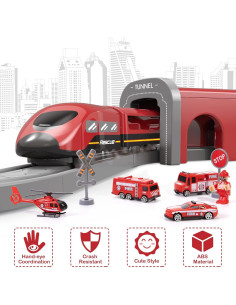 Juego de Trenes para Niños WDMIYA 66 Piezas con Batería 2