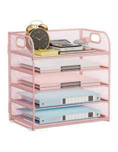 Organizador de Papel Kinkota Rosa 5 Niveles Malla Metal