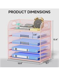 Organizador de Papel Kinkota Rosa 5 Niveles Malla Metal 2