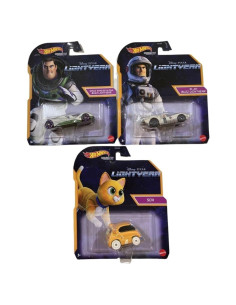 Juego de 3 Vehículos Diecast Hot Wheels Lightyear Buzz Sox