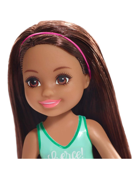 Muñeca Barbie Chelsea 15 cm Morena con Gráfico Tigre Feroz