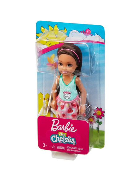 Muñeca Barbie Chelsea 15 cm Morena con Gráfico Tigre Feroz