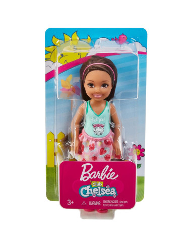 Muñeca Barbie Chelsea 15 cm Morena con Gráfico Tigre Feroz