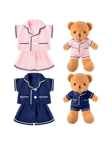 Conjunto Ropa para Osos de Peluche Hungdao Rosa y Azul 14-18"