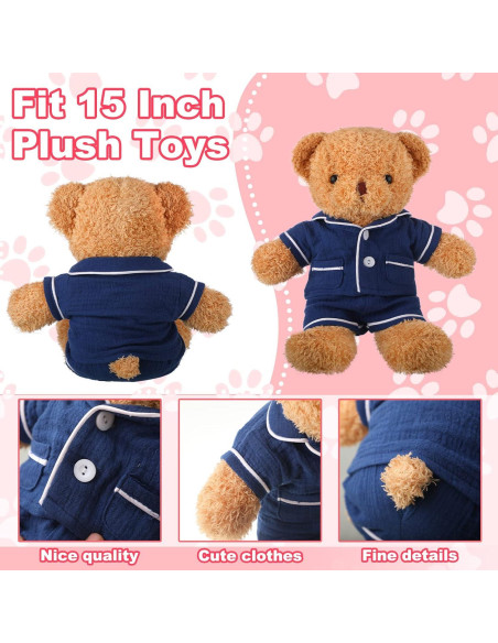 Conjunto Ropa para Osos de Peluche Hungdao Rosa y Azul 14-18"