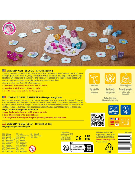 Juego de mesa HABA Unicornio Apilamiento de Nubes 4+