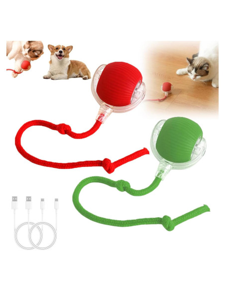 Bola Interactiva para Gatos Genérico 360 Recargable Verde+Rojo