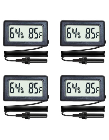 Paquete de 4 Termómetros Higrómetros Digitales Veanic