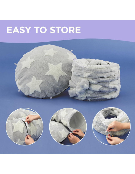 Cama túnel para gatos Lesure gris 2 en 1 con cojín Cama túnel para gatos Lesure gris 2 en 1 con cojín