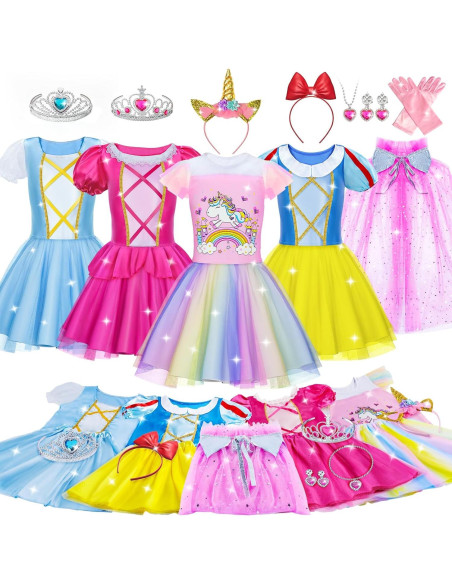 Vestido de Princesa Tlooe para Niña 3 a 8 Años Rosa Vestido de Princesa Tlooe para Niña 3 a 8 Años Rosa