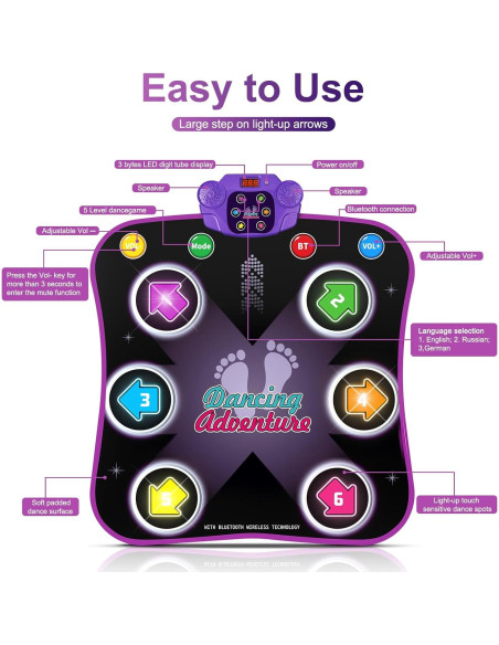 Alfombra de Baile Flooyes Electrónica 6 Botones Iluminados