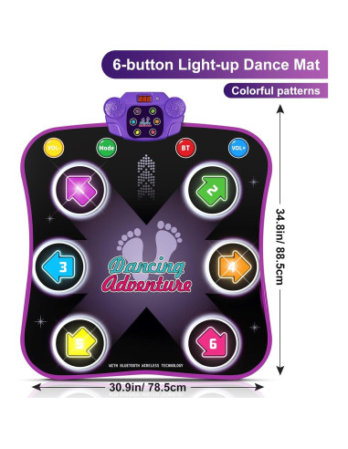 Alfombra de Baile Flooyes Electrónica 6 Botones Iluminados