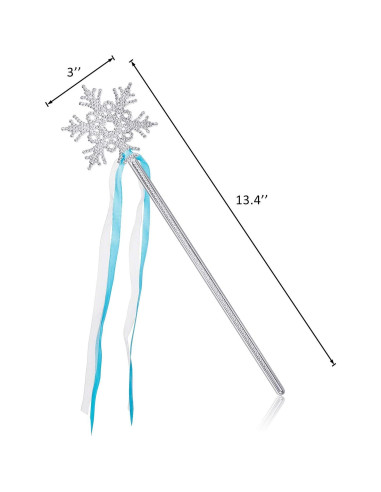 12 Varitas de Copo de Nieve Plateadas para Disfraz de Princesa