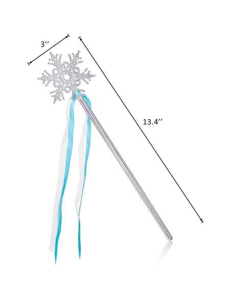 12 Varitas de Copo de Nieve Plateadas para Disfraz de Princesa