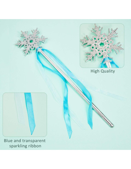 12 Varitas de Copo de Nieve Plateadas para Disfraz de Princesa