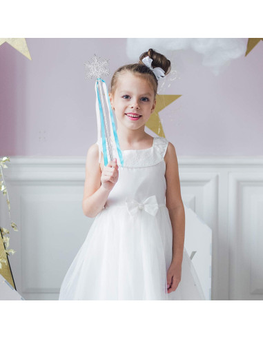 12 Varitas de Copo de Nieve Plateadas para Disfraz de Princesa