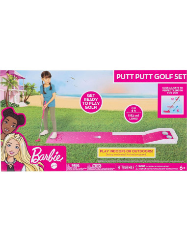 Set de Golf para Niños Barbie - Putt Putt con Alfombra y Putter Ajustable
