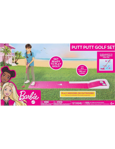 Set de Golf para Niños Barbie - Putt Putt con Alfombra y Putter Ajustable