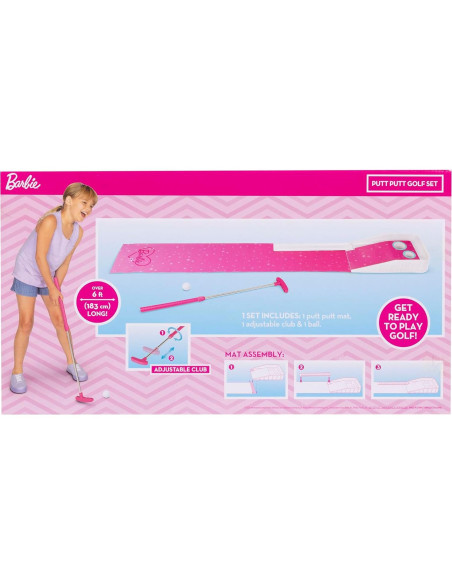 Set de Golf para Niños Barbie - Putt Putt con Alfombra y Putter Ajustable