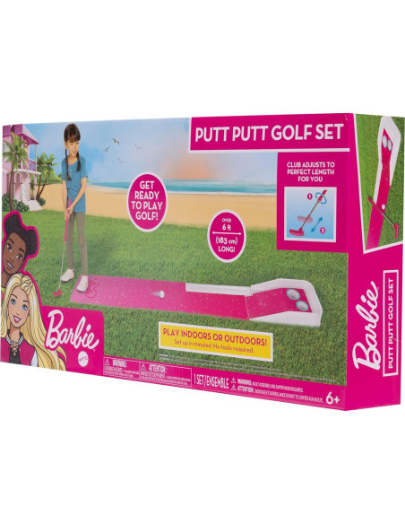 Set de Golf para Niños Barbie - Putt Putt con Alfombra y Putter Ajustable
