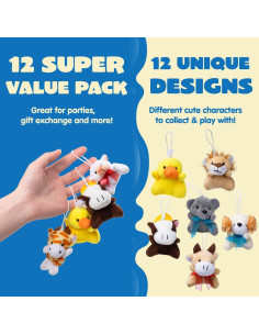 Paquete de 12 Mini Animales de Peluche Joyin 6.4-7.6 cm 2