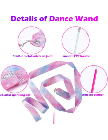 14 Varitas de Cinta de Danza Brillante HiUnicorn 1.98m