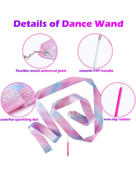 14 Varitas de Cinta de Danza Brillante HiUnicorn 1.98m