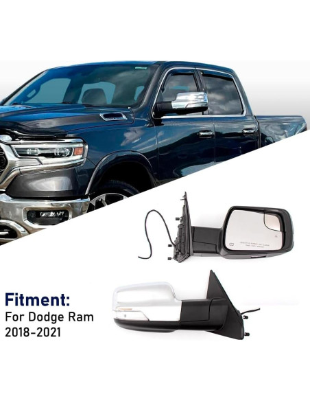 Espejo de Puerta Dodge Ram 2018-2021 HIGHTO Cromo Manual RH