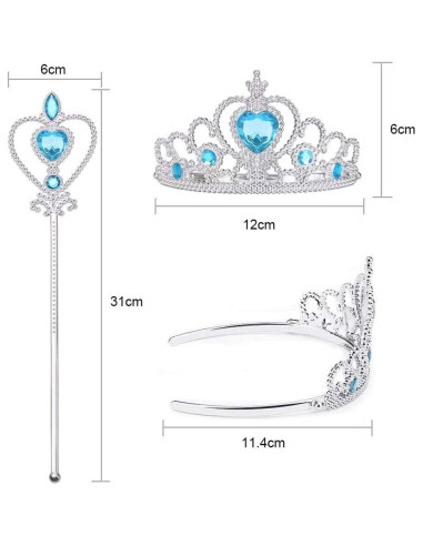 Set de Disfraz Princesa Vicloon con Corona y Varita Azul