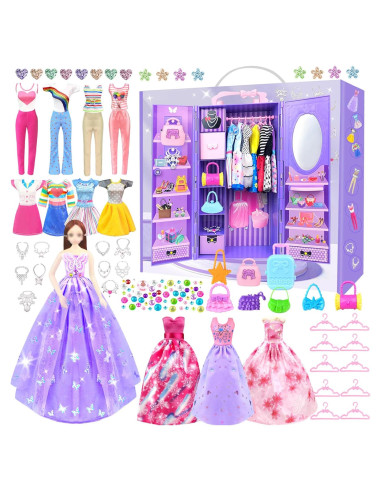 Juego de Ropa y Accesorios para Muñecas BNUZEIYI 65 Piezas