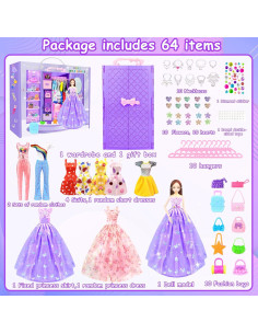 Juego de Ropa y Accesorios para Muñecas BNUZEIYI 65 Piezas 2