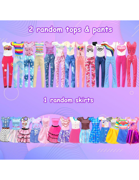 Juego de Ropa y Accesorios para Muñecas BNUZEIYI 65 Piezas Juego de Ropa y Accesorios para Muñecas BNUZEIYI 65 Piezas