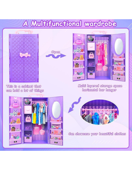 Juego de Ropa y Accesorios para Muñecas BNUZEIYI 65 Piezas Juego de Ropa y Accesorios para Muñecas BNUZEIYI 65 Piezas