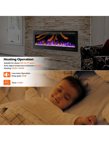 Chimenea Eléctrica Betelnut 36" Montada Pared 750/1500W