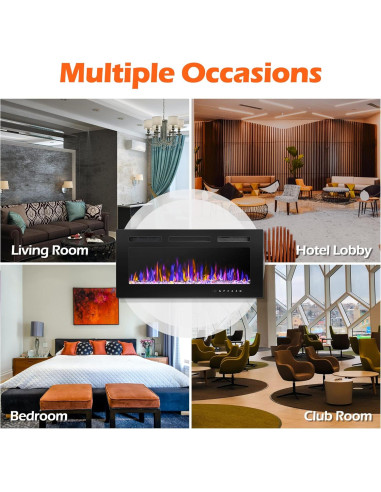 Chimenea Eléctrica Betelnut 36" Montada Pared 750/1500W