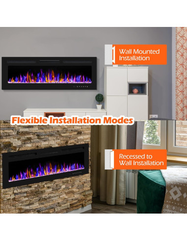 Chimenea Eléctrica Betelnut 36" Montada Pared 750/1500W